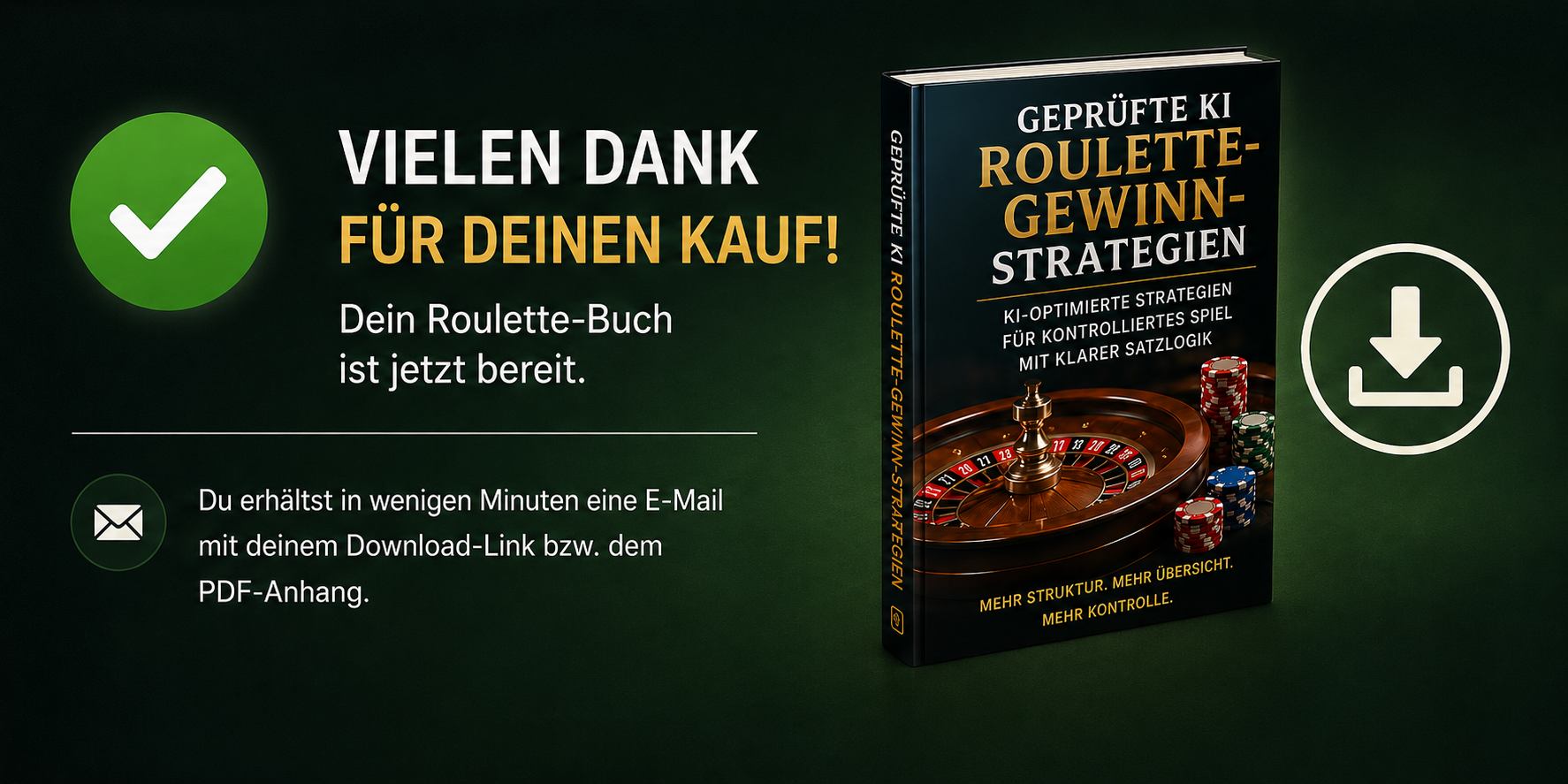 Vielen Dank für deinen Kauf - Dein Roulette-Buch ist jetzt bereit
