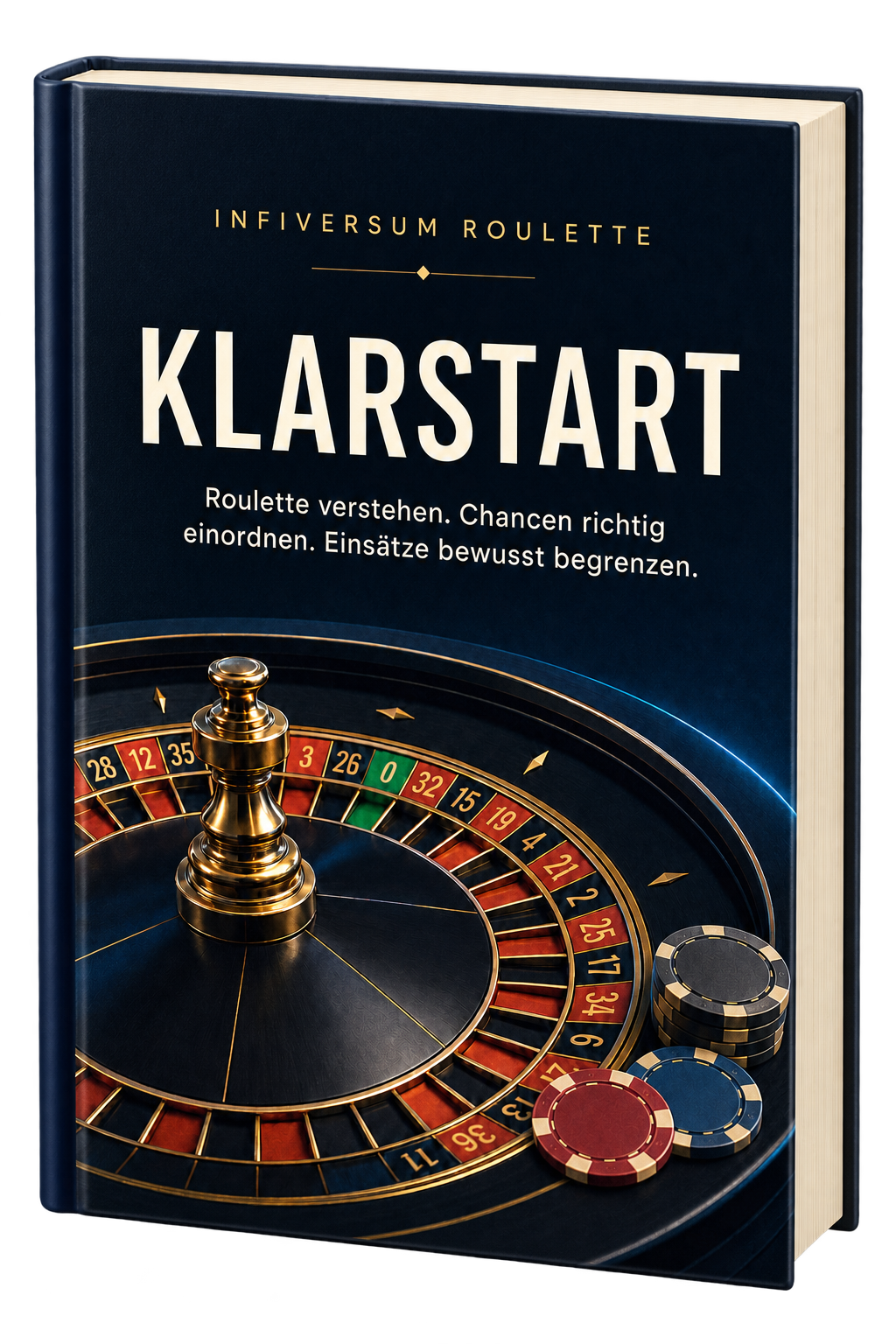 Freistehendes 3D-Buchcover des kostenlosen INFIVERSUM ROULETTE Klarstarts