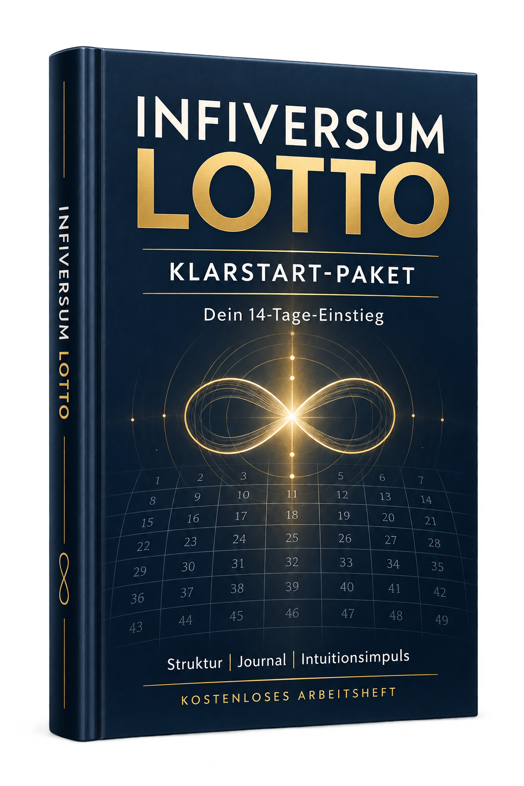 Dunkles Cover des kostenlosen INFIVERSUM LOTTO Klarstart-Pakets